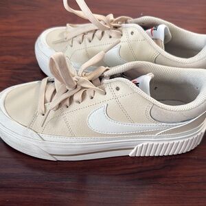 Nike Beige Sneakers with White Swoosh